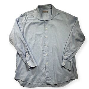 Canali 1934 Men's Dress Shirt‎ 44/17.5  Gray Long Sleeve Button Up Cotton Italy